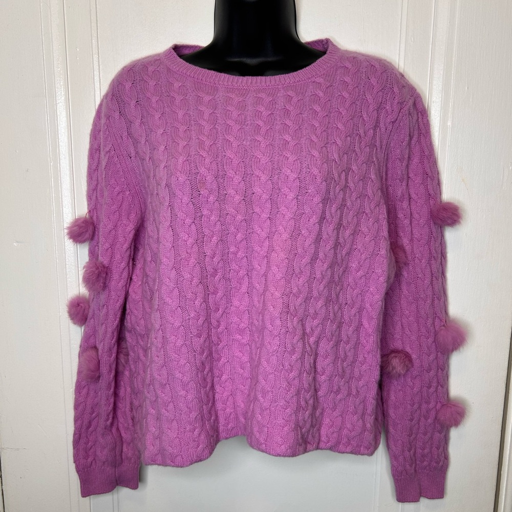 100% Cashmere Tyler Boe Lilac Cable Knit Sweater